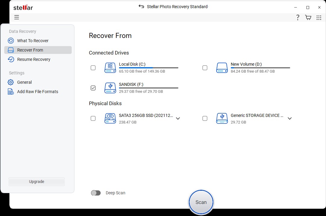 Choose the file type you'd like to recover