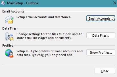 Go to ‘Mail’ and select ‘Show Profiles’