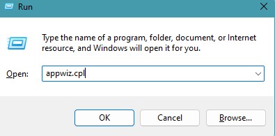 Use command ‘appwiz.cpl'