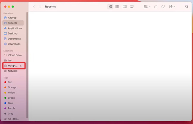 double-click the connected Mac in the sidebar