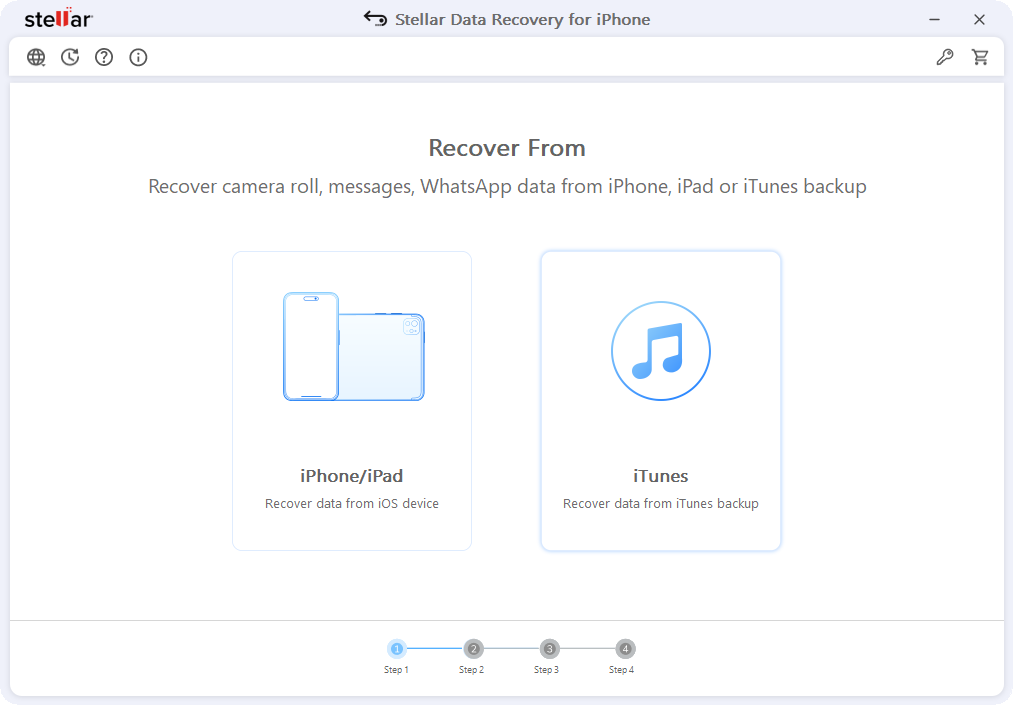 Select the Recover data from iOS device