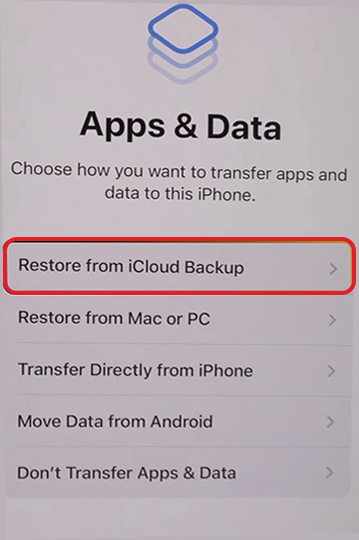 Restore from iCloud Backup