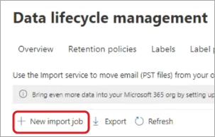 click on new import job