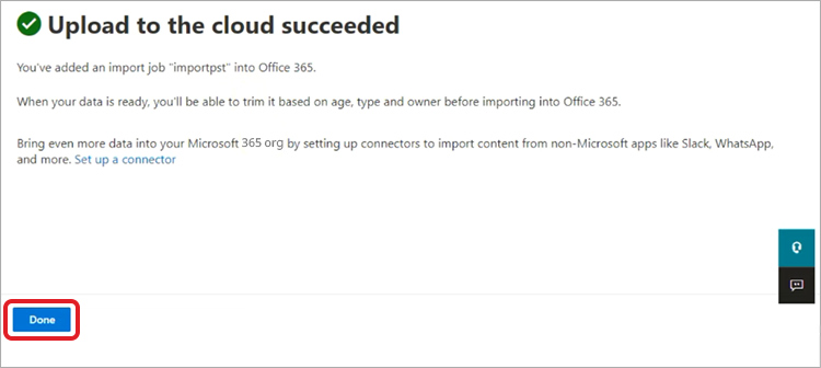 pst files successfully uploaded to Azure storage