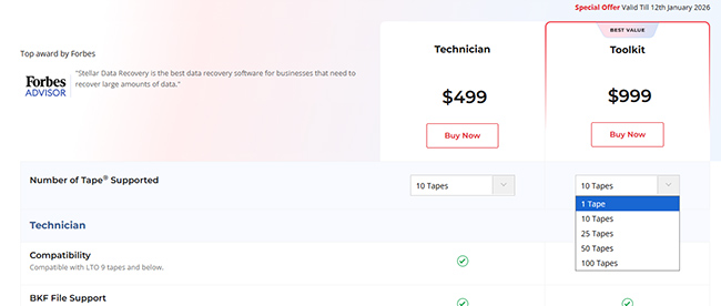 purchase the number of licenses for the tape data recovery software