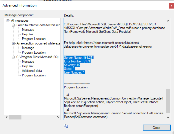 How to Fix SQL Error 5171 “MDF is Not a Primary Database File”