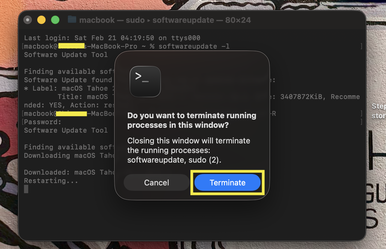 terminate the running apps