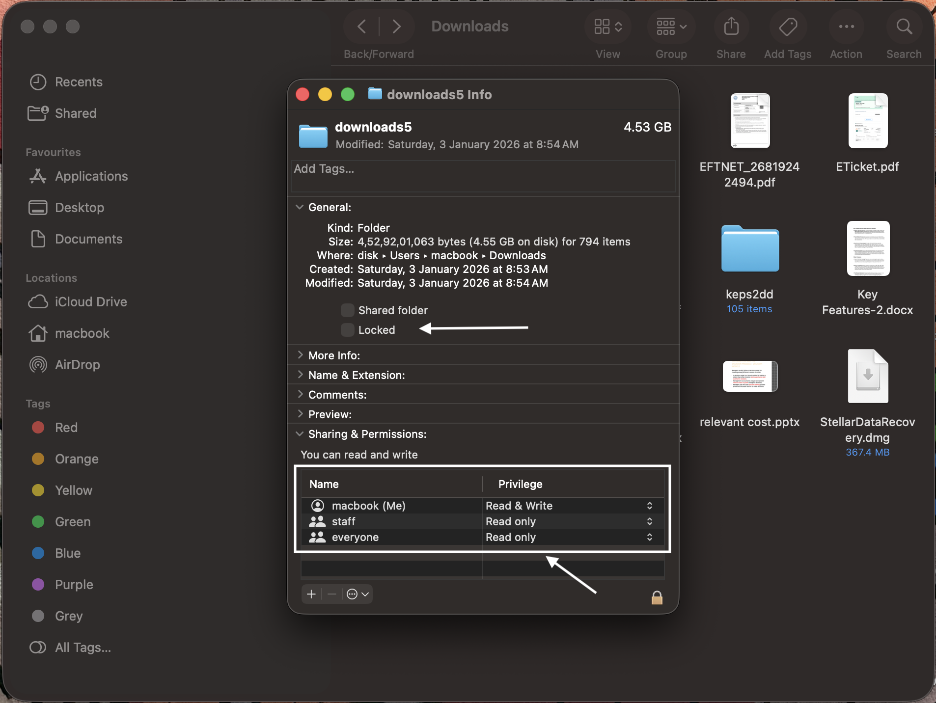 click the lock icon to make changes
