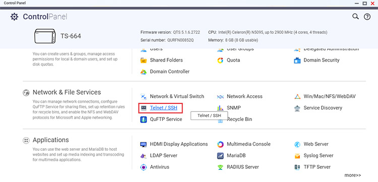 Click on Telnet / SSH