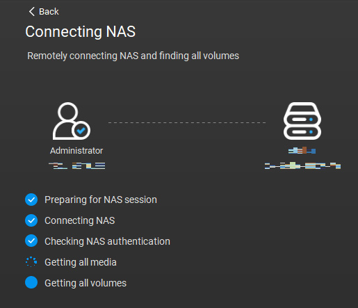 selected NAS device