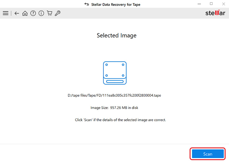 load tape image in Stellar data recovery for tape