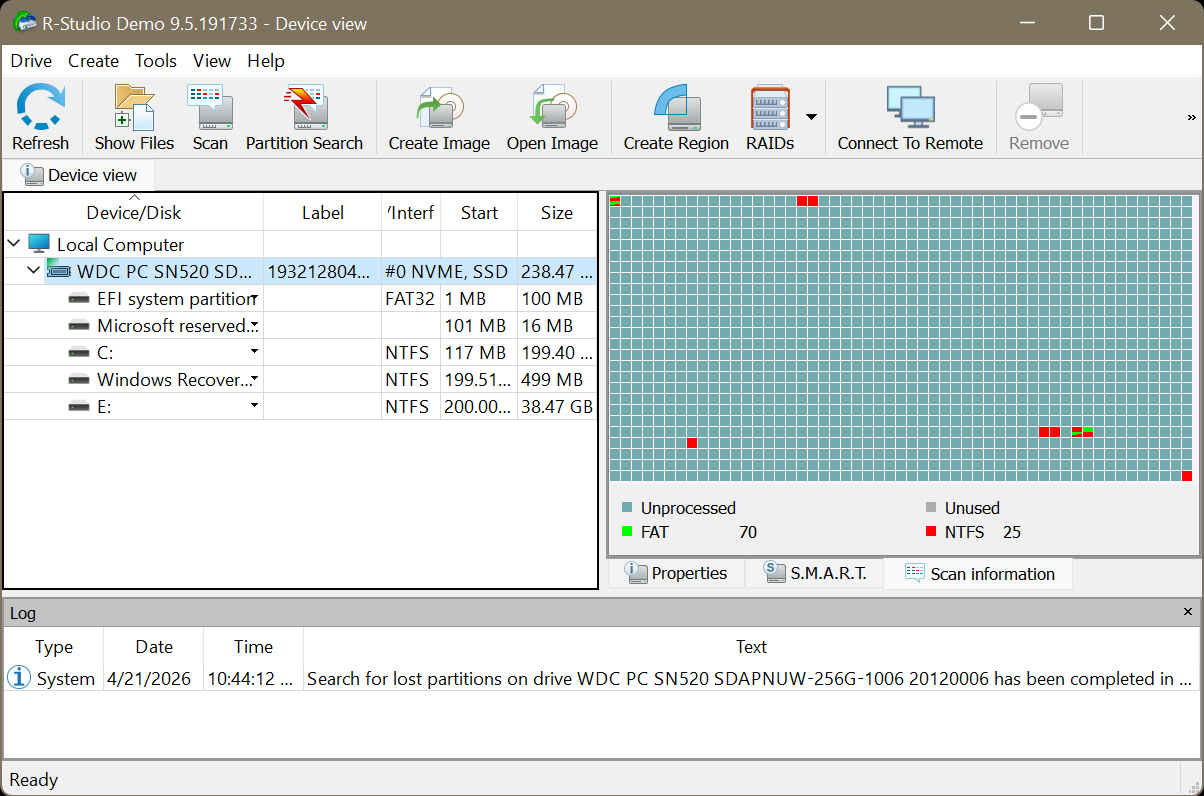 R-Studio Partition Recovery