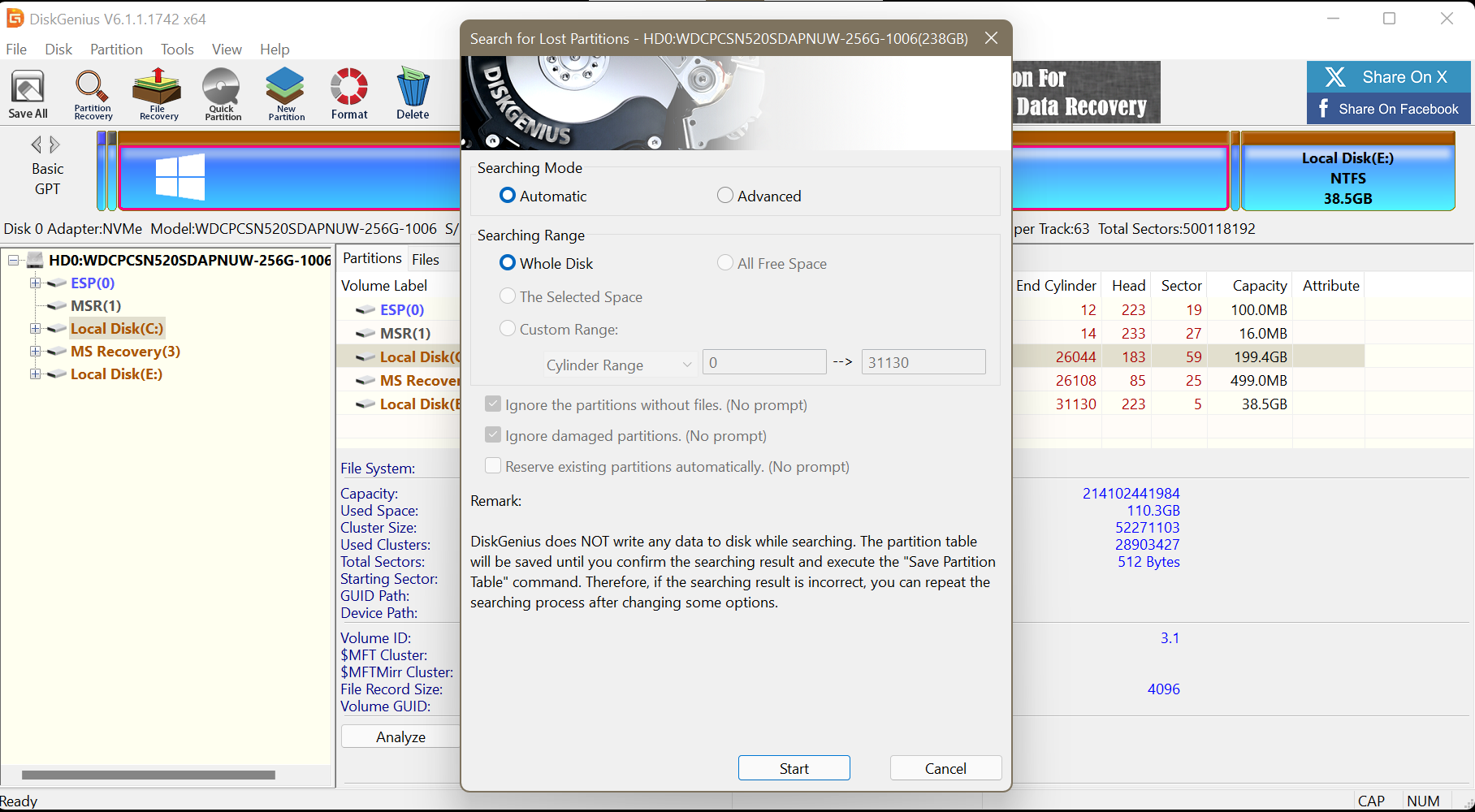 DiskGenius partition Recovery