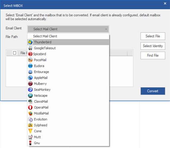 launch Stellar converter for mbox and select the email client