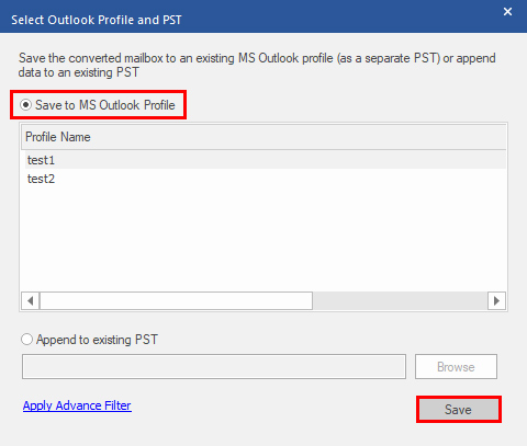 save Thunderbird data to an exisiting profile in Outlook