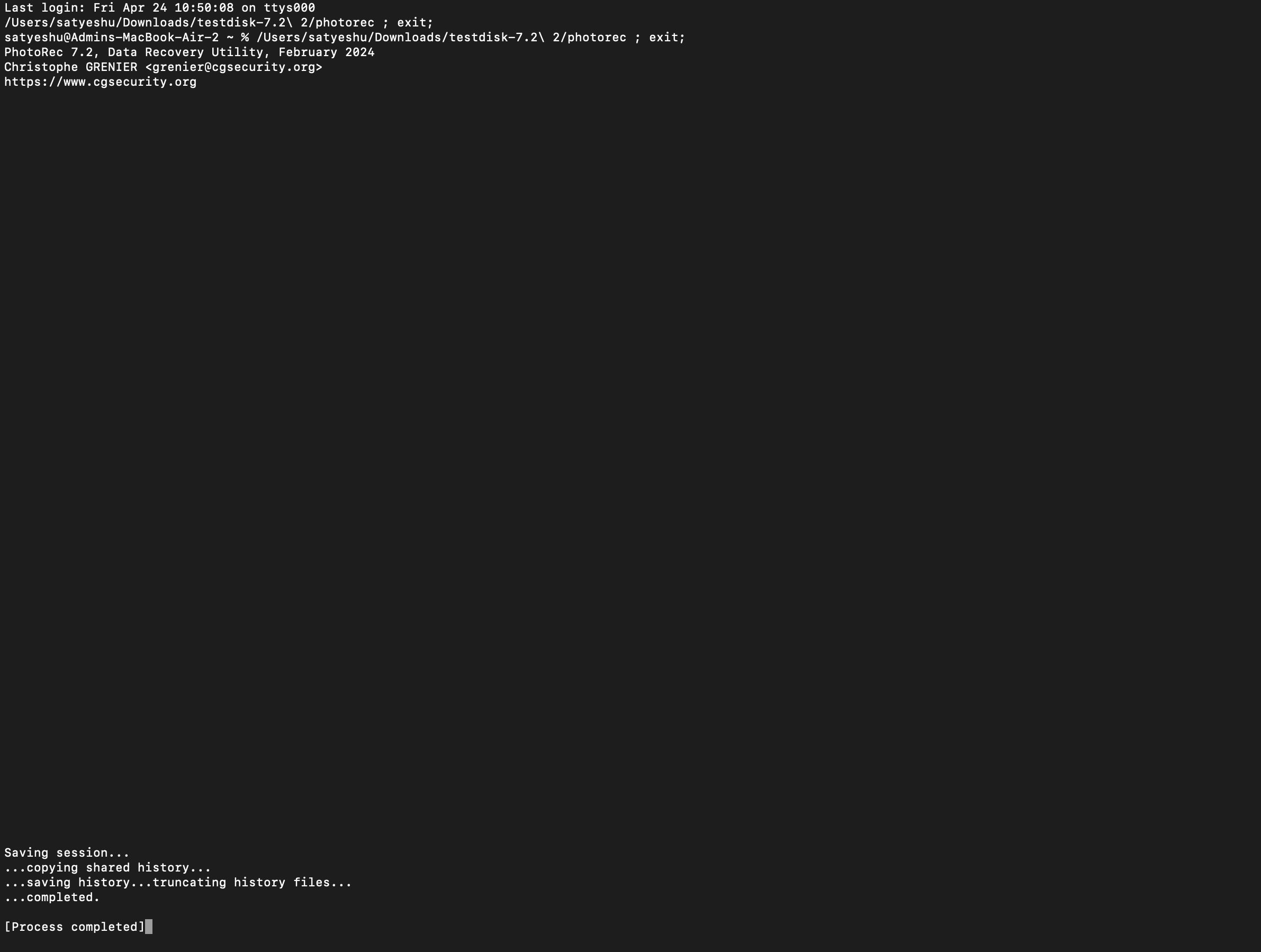 PhotoRec open-source data recovery tool