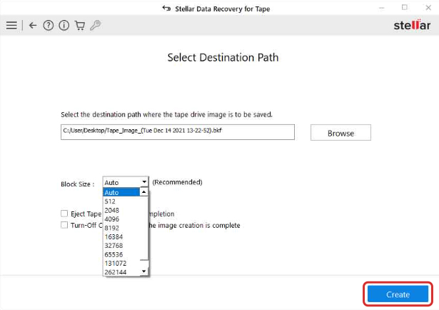select the pre-defined block size