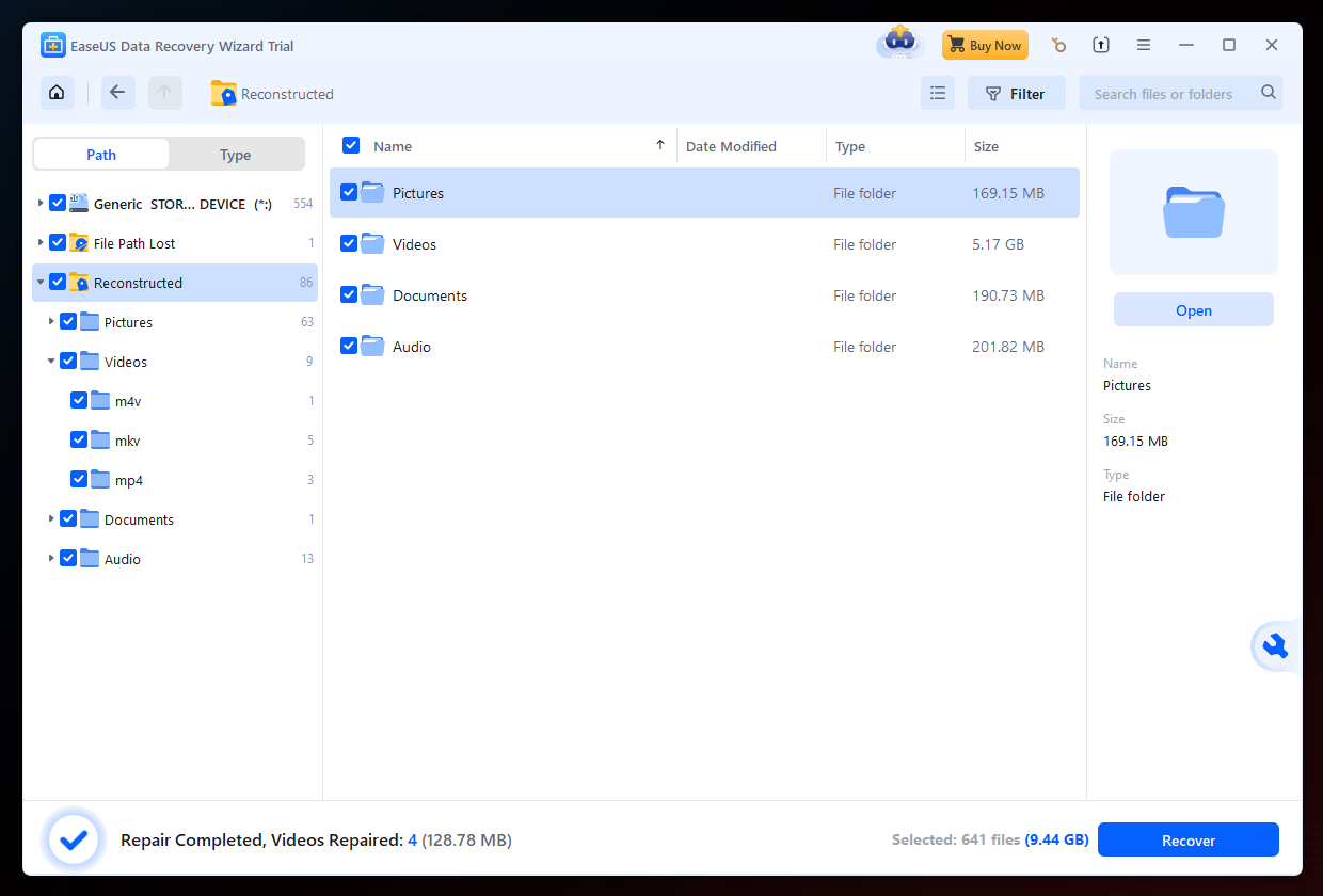 EaseUS window 