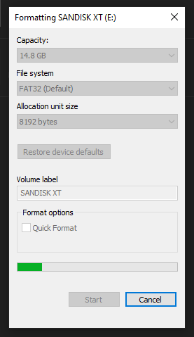quick formatted