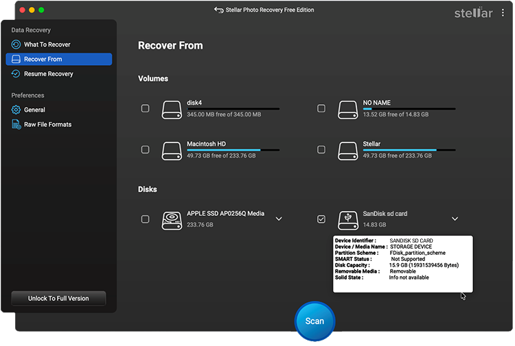 select from where to recover files