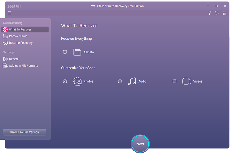 select what files to recover