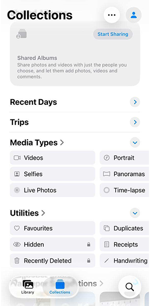 iPhone's iCloud menu