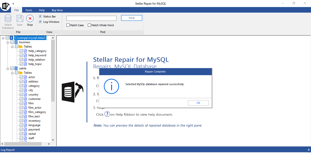 Click Ok On Repair Complete Message