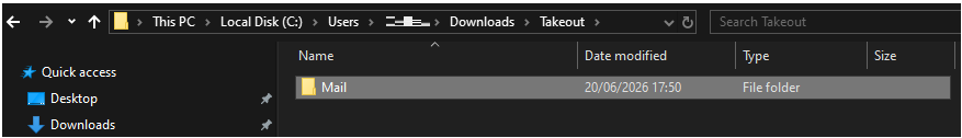 Gmail emails downloaded via Google Takeout as an MBOX file