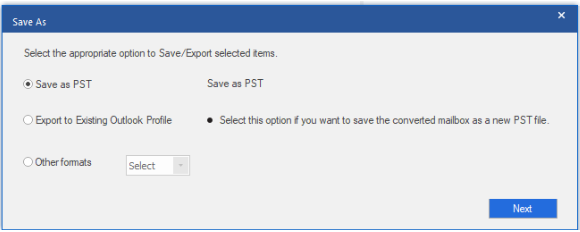 Save the converted mbox file as pst file