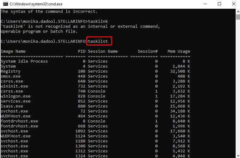 Running tasklist in CMD to fix Service Conflicts