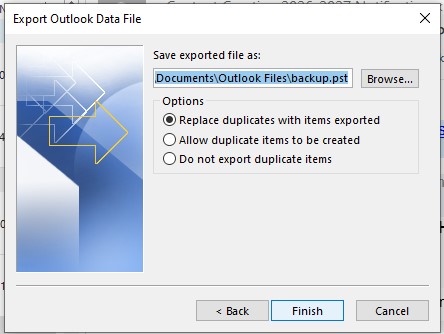 export mailbox data as pst to split pst