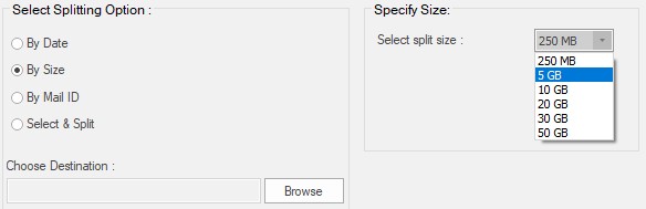 select size to split pst file by size