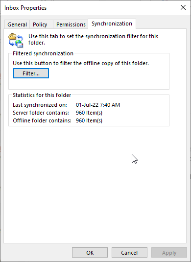 Filtered synchronization