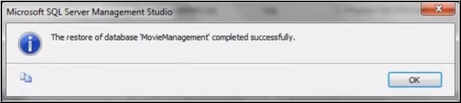 Backup restore complete message