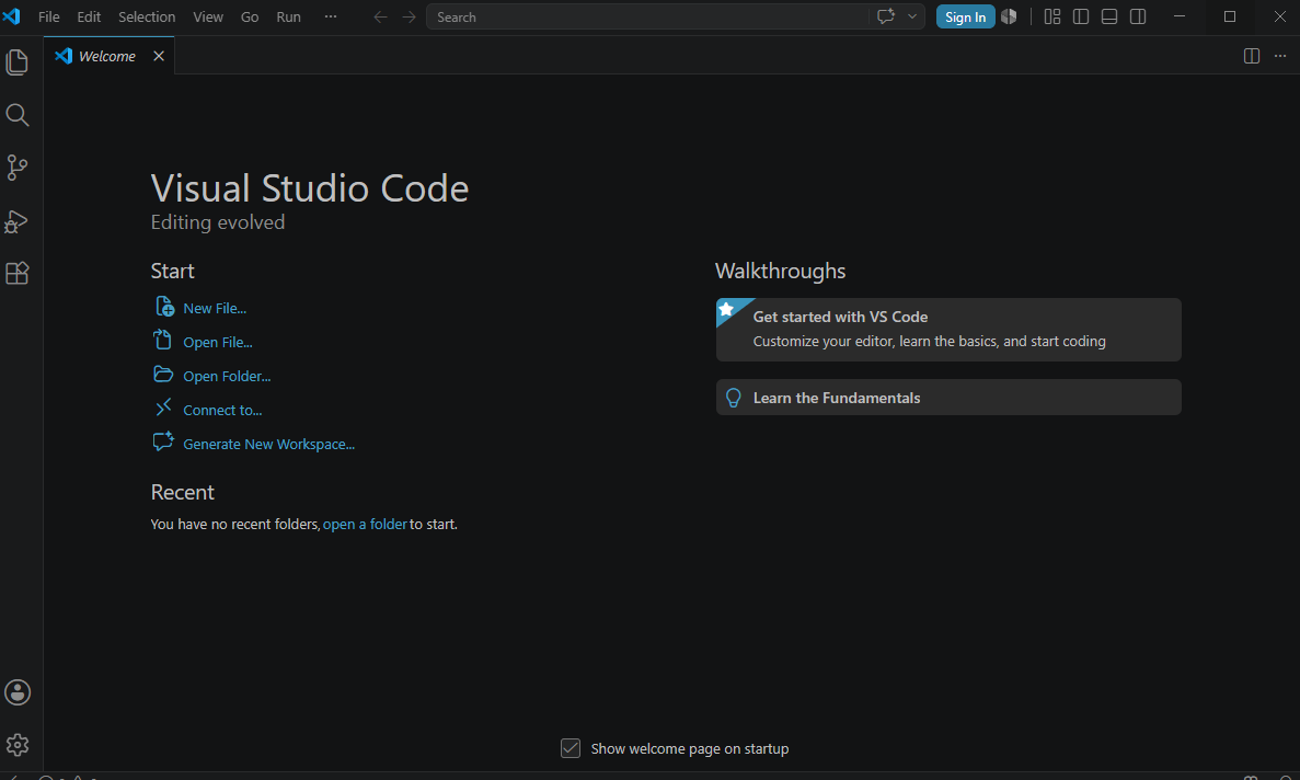 Visual Studio Code interface