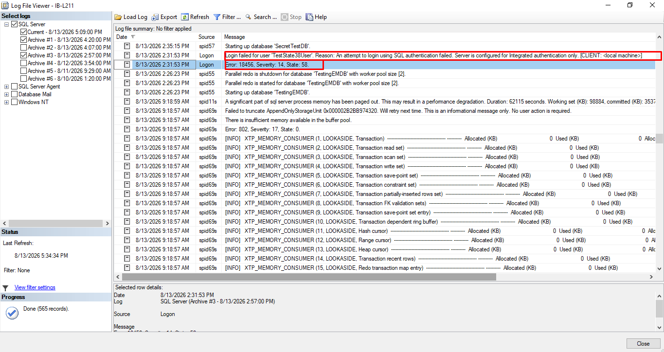 checking error 18456 in SQL error logs