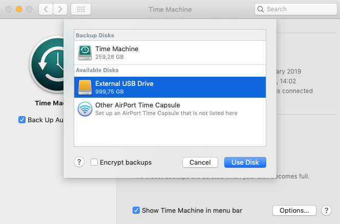 external hard drive for macbook pro time machine
