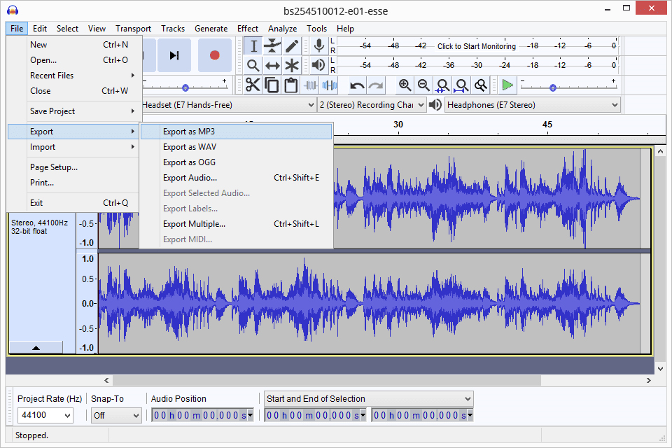 audacity to mp3 converter without lame