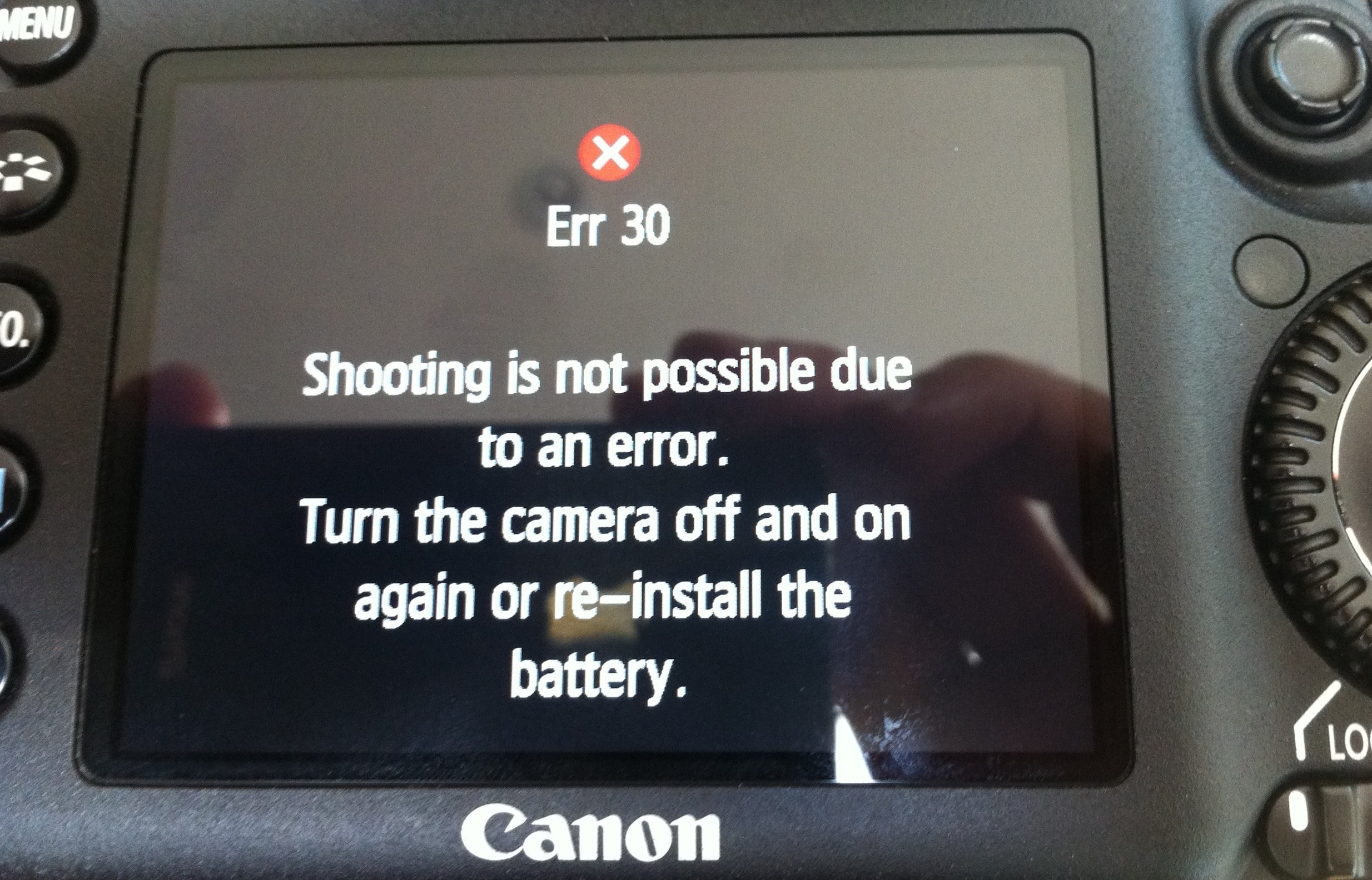 Err 30 message on Canon 7D