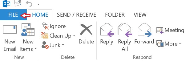 Outlook File Menu