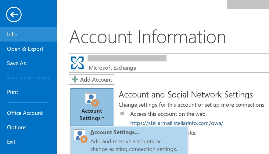 Outlook Account Settings