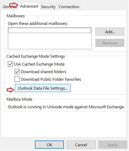 Outlook Advanced Settings