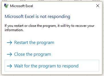 Excel is not responding