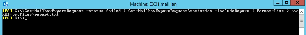 check mailbox export statistics