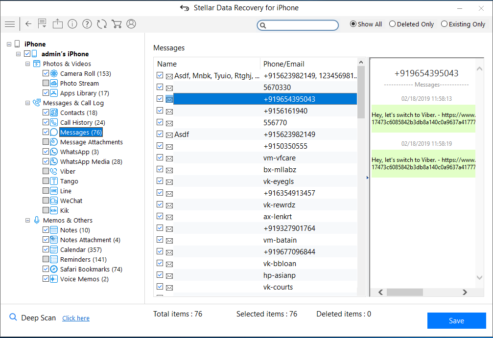 Attempting data Recovery iphone 11. Library messages