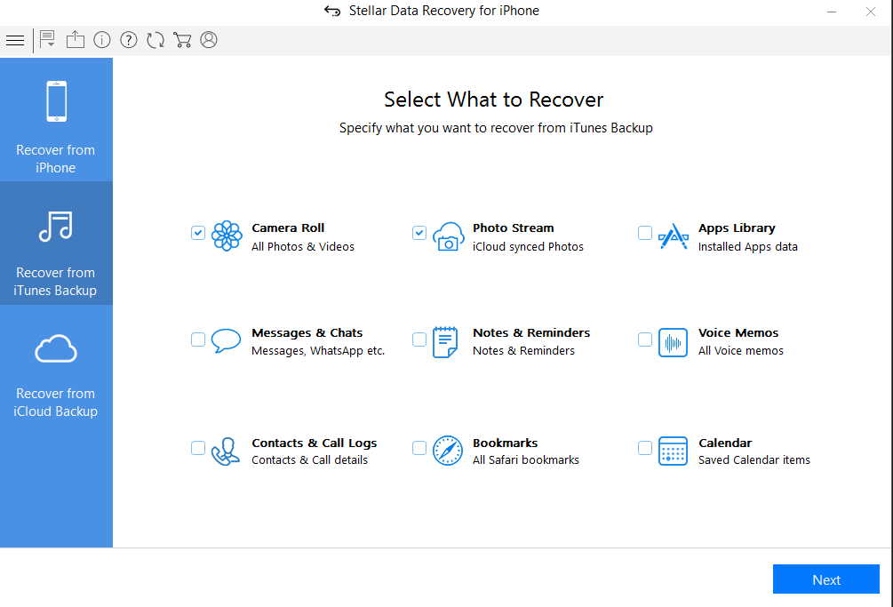 Stellar Data Recovery for iPhone - Recover photos from iTunes