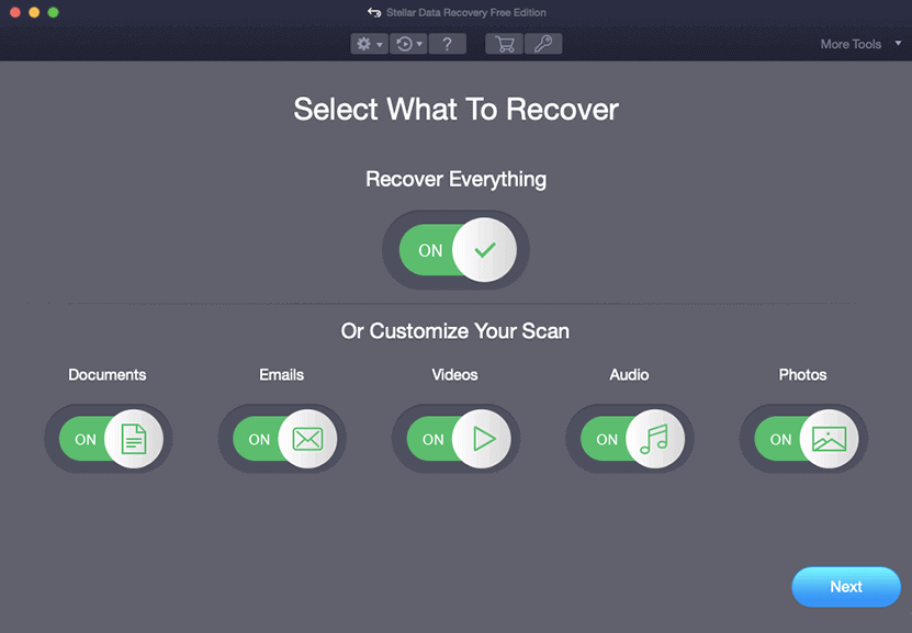 Select What to Recover Screen