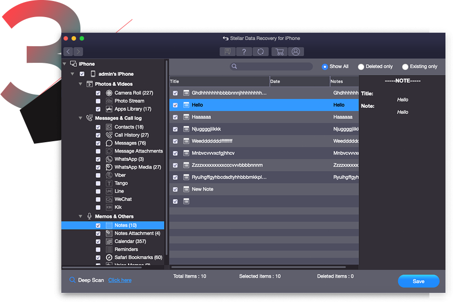 Preview  save the recovered data