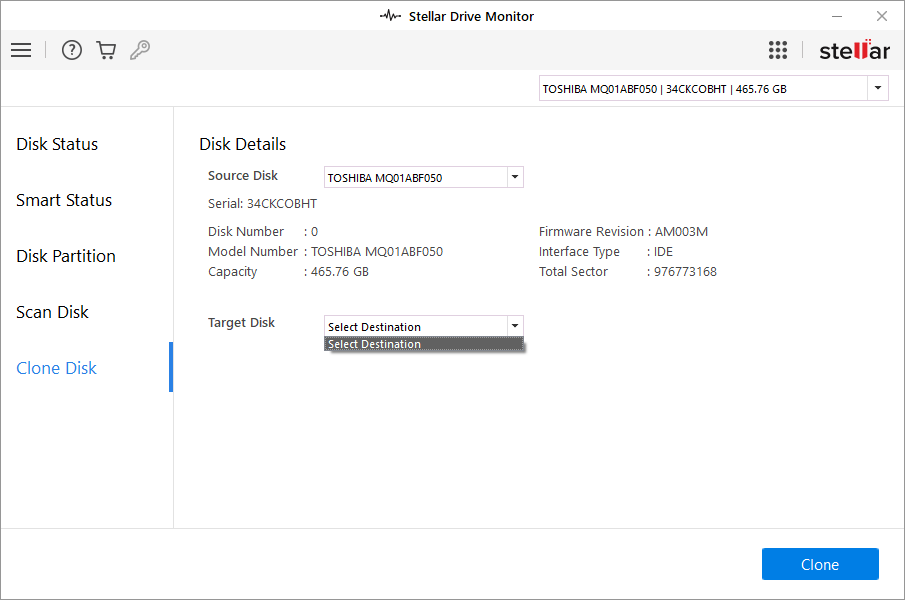 Click Clone hard drive