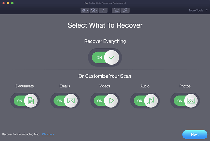 Stellar Data Recovery Professional > Select what to recover